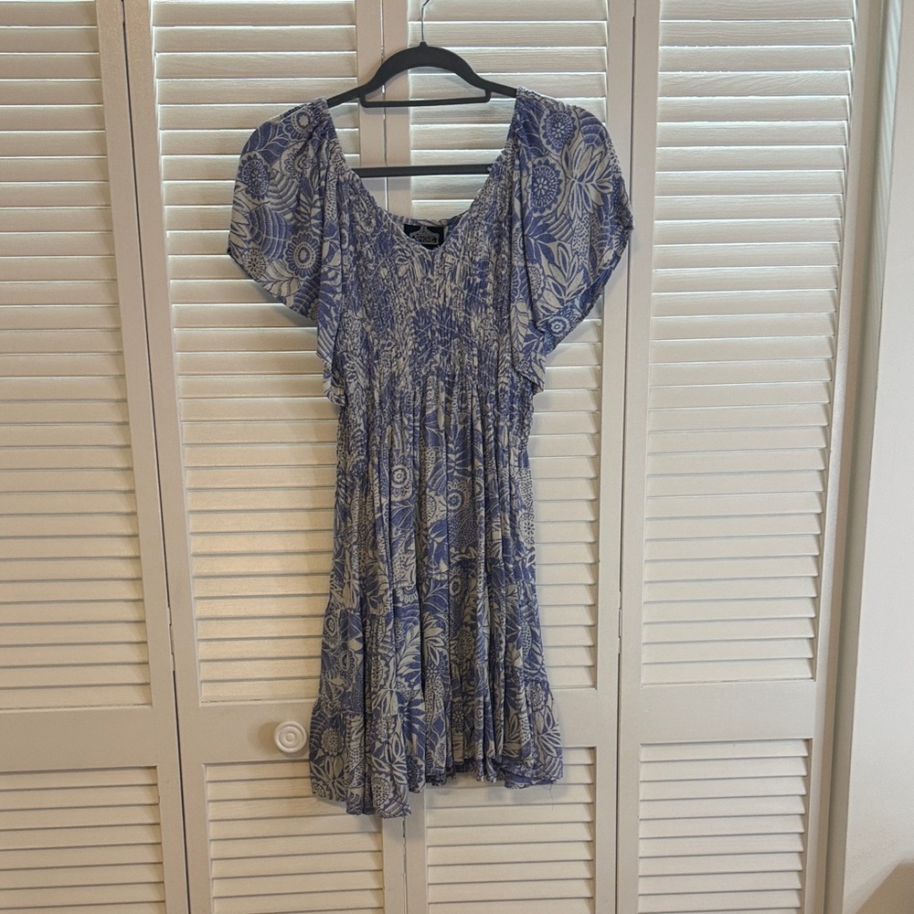 Angie Blue and Cream Floral Mini Dress